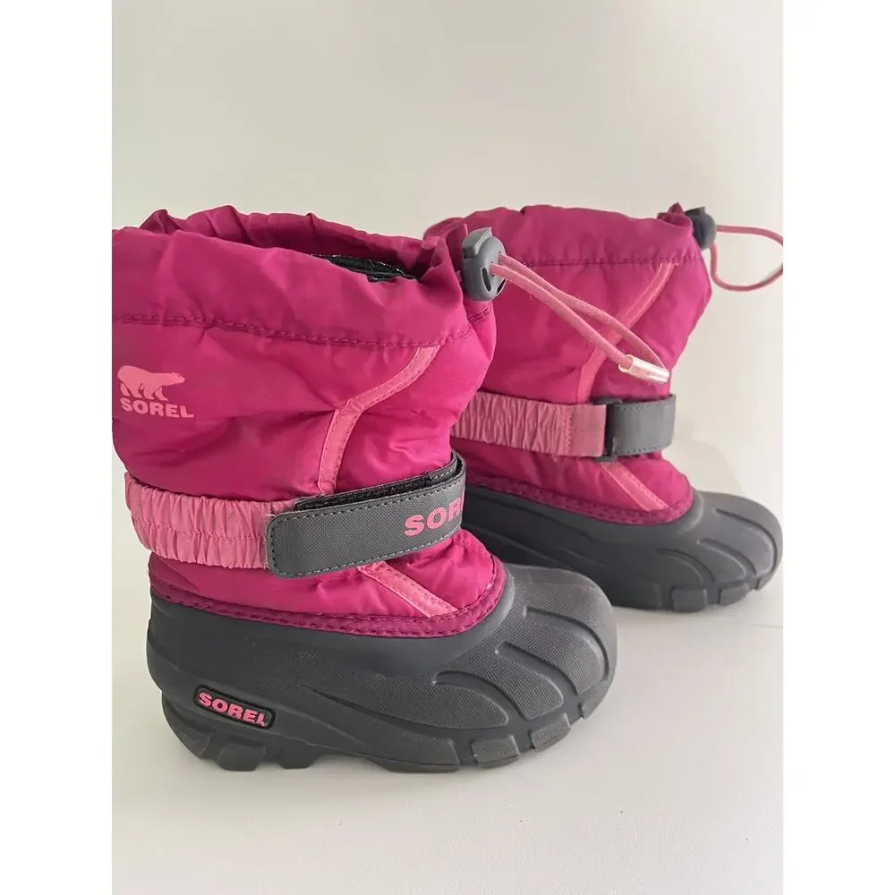 Sorel Kids Pink and Dark Gray Snow Boots